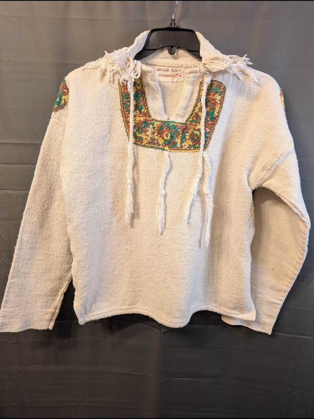Vintage 70s Sugar Sack Originals Embroidered Boho Festival Pullover Hoodie EUC